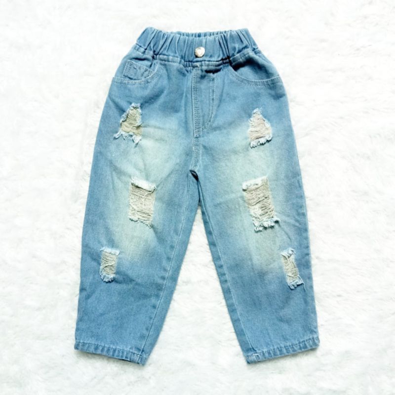 Celana Boyfriend Anak Perempuan Model Ripped Usia 1-10 Tahun//Celana Jean Anak perempuan