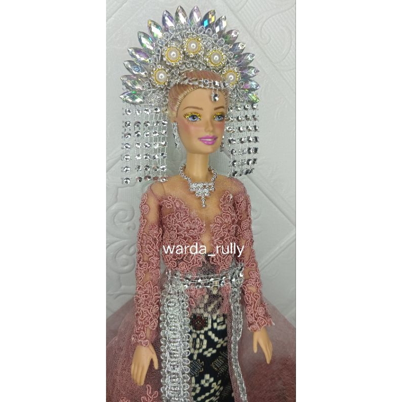 baju boneka barbie model kebaya pengantin modern warna dusty pink