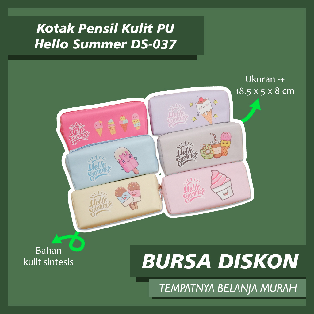 

Kotak Pensil Kulit PU Hello Summer DS-037 Tempat Pensil Plush Wadah Pensil Kostak Pouch Makeup Kosmetik