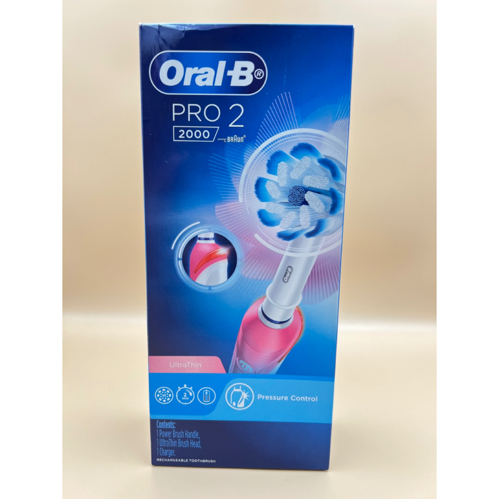 BRAUN ORAL B PRO 2 2000 ELECTRIC TOOTHBRUSH SIKAT GIGI ELEKTRIK PINK