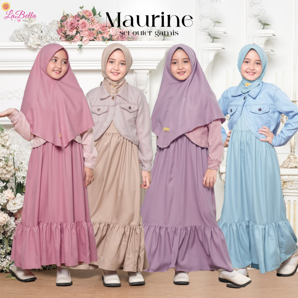 COD Labella Gamis Anak Maurin/Gamis Anak 3in1/Gamis Anak Rompi/Gamis Anak Terbaru