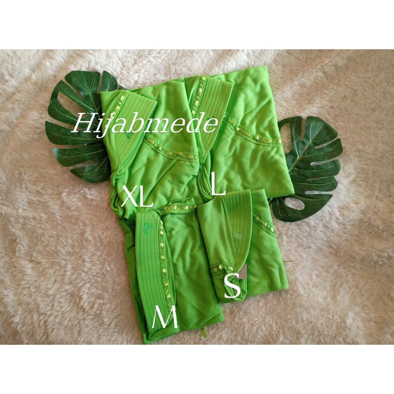 Jilbab Sekolah Anak Hijau Muda Serut Pita Paud TK SD SMP SMA