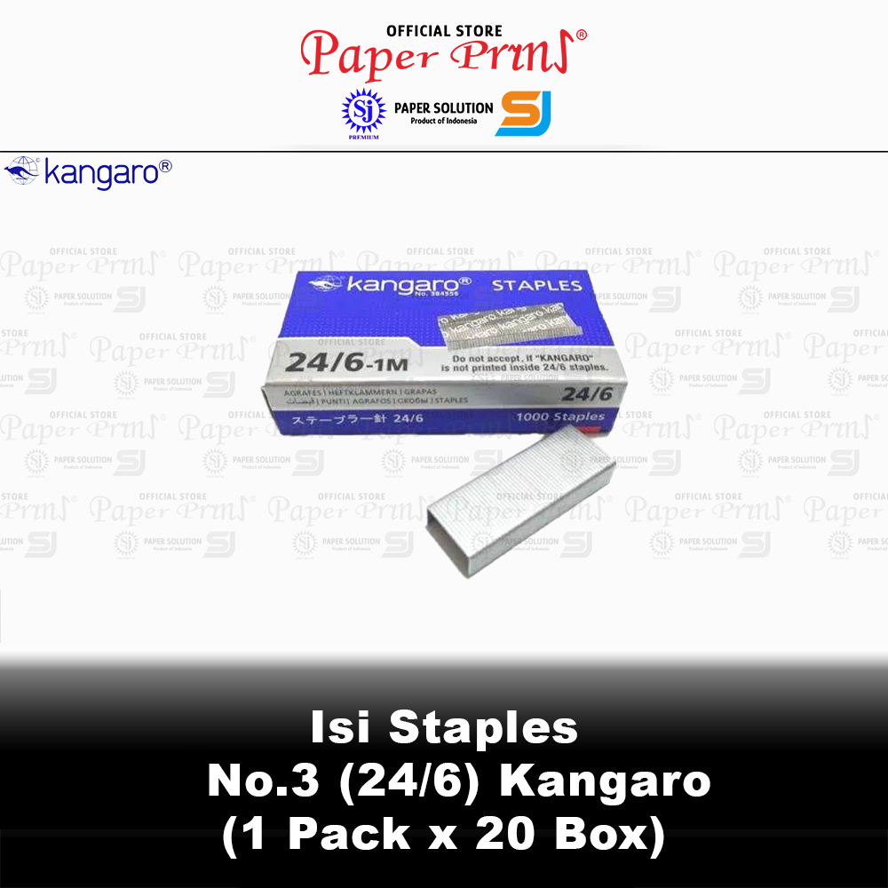 

Isi Staples No. 3 24/6 Kangaro - 20 Box Kecil