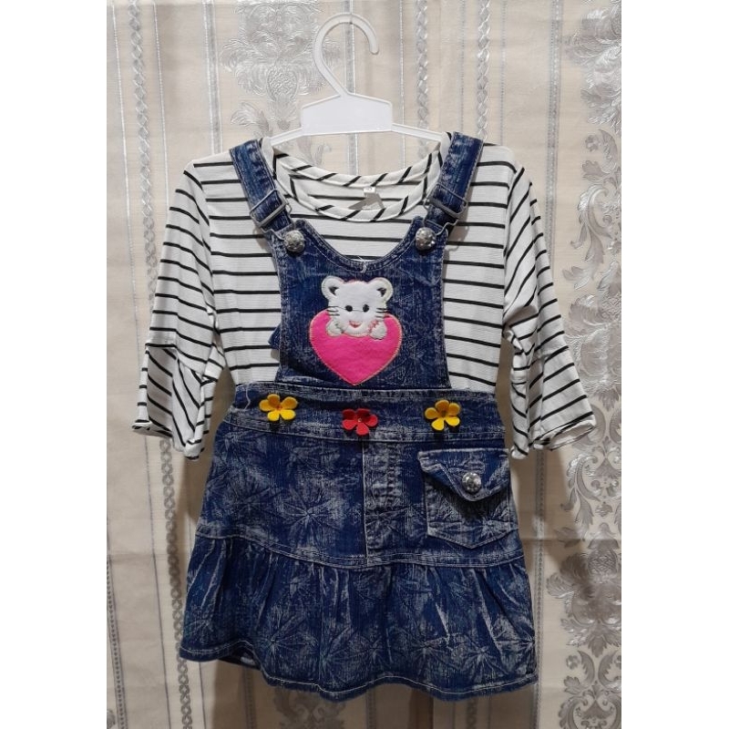 rok kodok pendek jeans anak perempuan 3-5thn dapat baju dalamnya juga