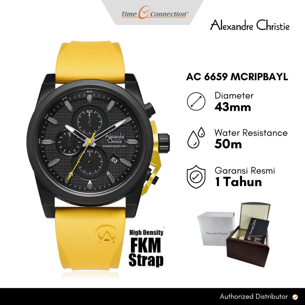 Alexandre Christie AC 6659 MCRIPBAYL Kuning Original / Jam Tangan Pria Analog