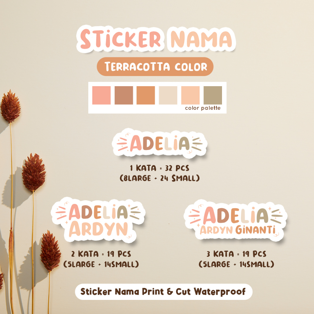 

H7Y Stiker Nama Waterproof, Label Nama tanpa karakter tumbler, kotak pensil, Print and Cut