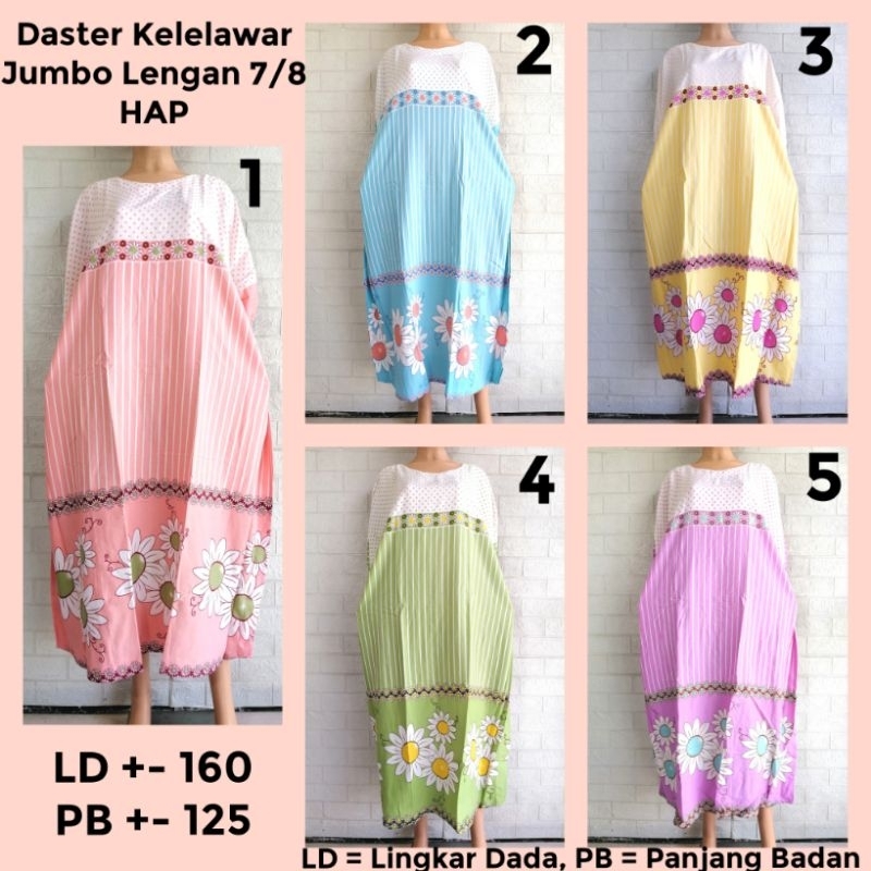 Daster Kelelawar Jumbo Lengan 7/8 HAP Lowo Bigsize LD 160 Adem BEGG