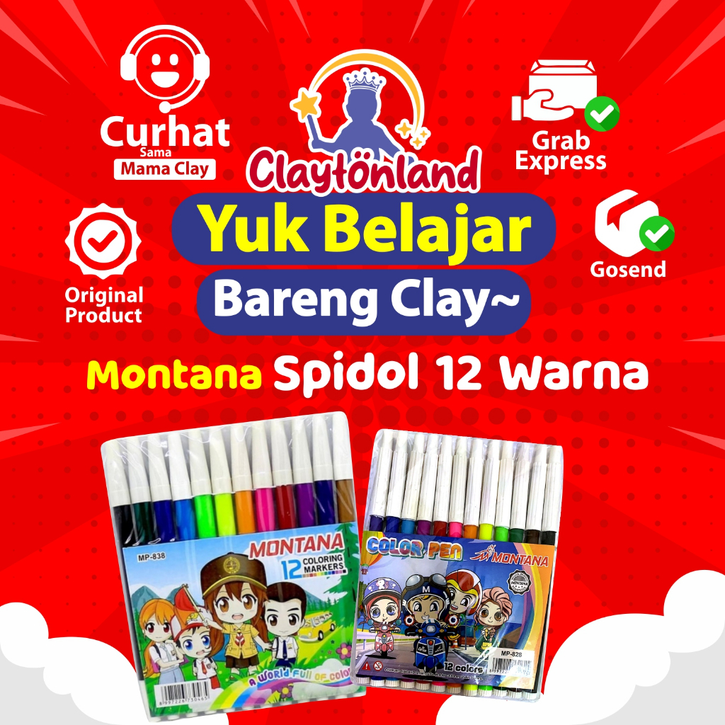 

Spidol Warna 1 Set Isi 12 Warna / Spidol 12 Warna Montana / Sepidol Warna Warni