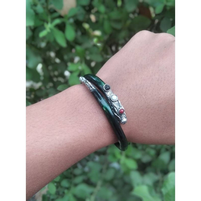 gelang akar bahar tali arus hijau alpaka naga