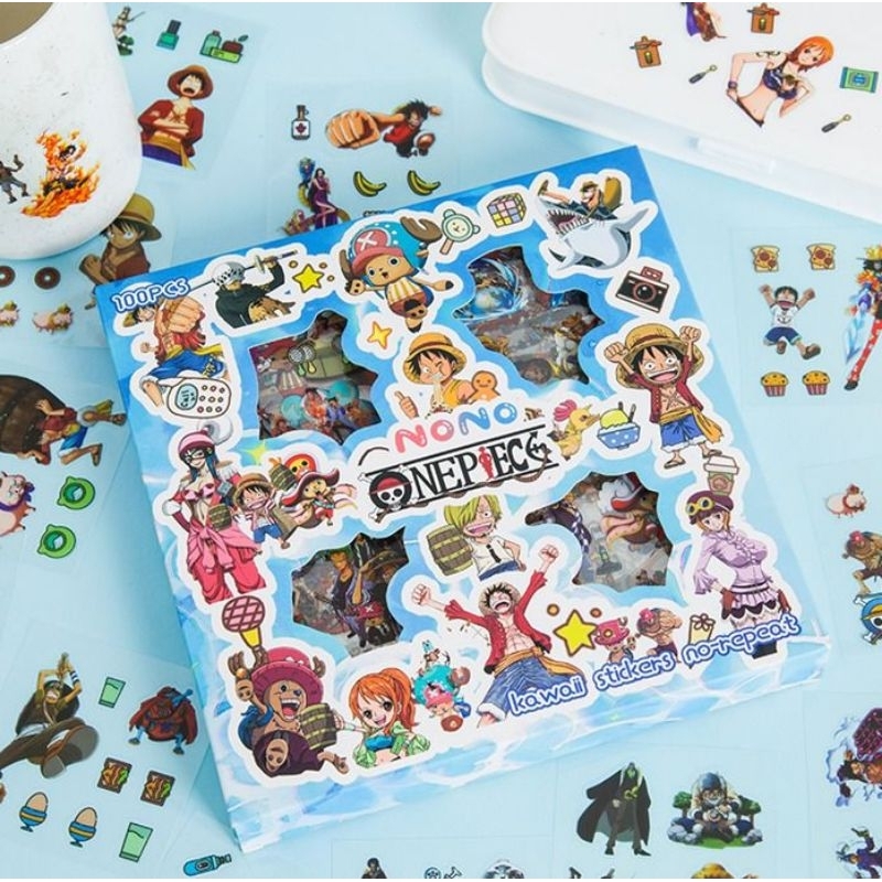 

Stiker Sticker Anak Anak Viral Nono Motif One Piece Isi 100 Pcs