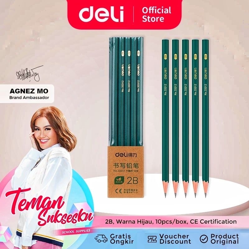 

DELI Pensil Kayu 2B / Standar Ujian / 33312 (Per 1 Biji)