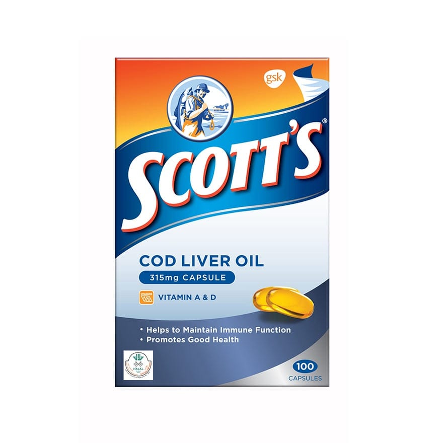 Apotik_Nugroho Scott'S Liver Oil 100 Kapsul Scotts Minyak Ikan Fish 315Mg Capsules