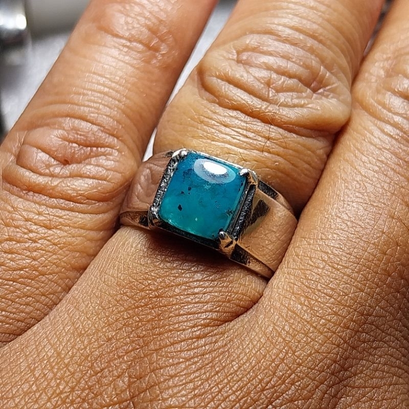 Cincin batu bacan doko Cutting kotak asli natural coklat bacok