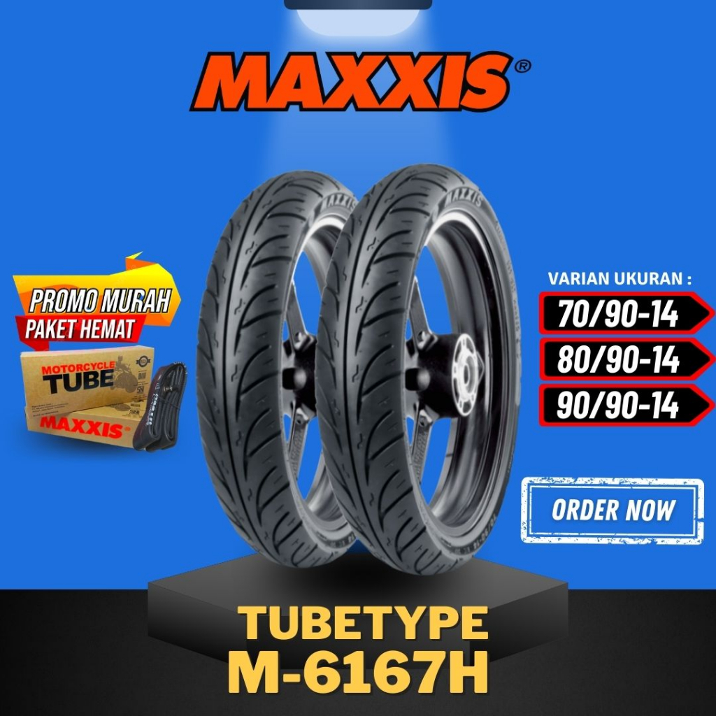 [READY COD] MAXXIS NON TUBLES M6167H / M 6167 H BAN MAXXIS (70/90-14 - 80/90-14 - 90/90-14 )