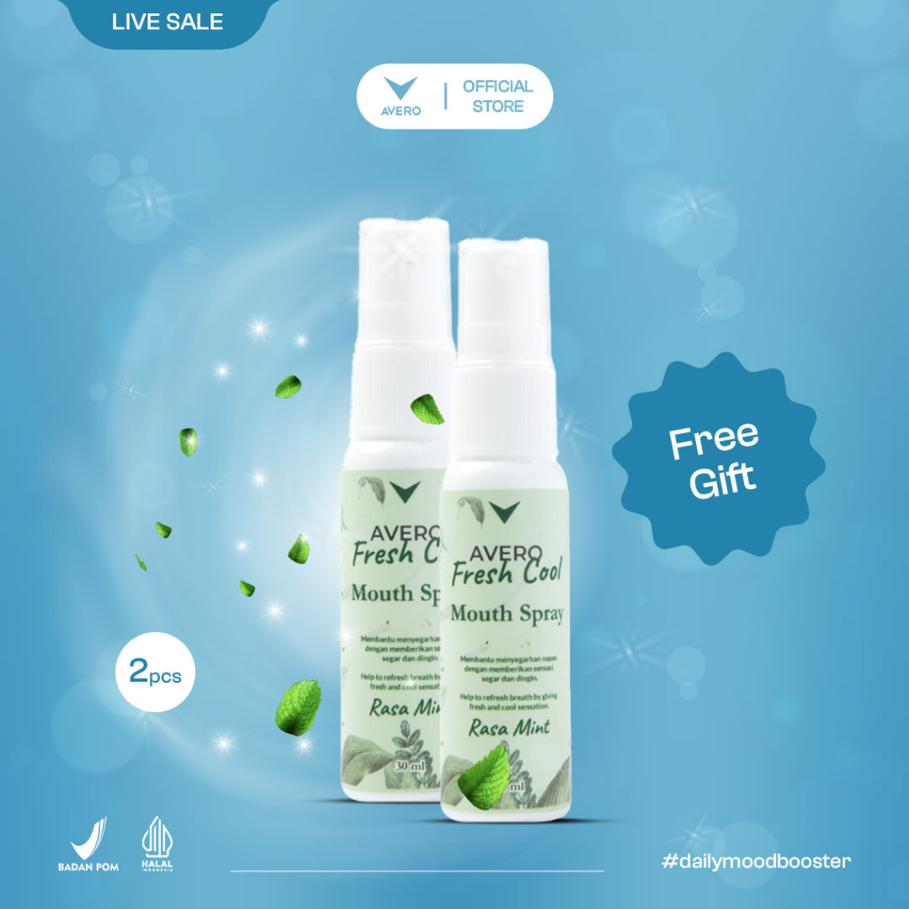 (Live Sale) 2pcs Avero Fresh Cool Mouth Spray + Free Gift