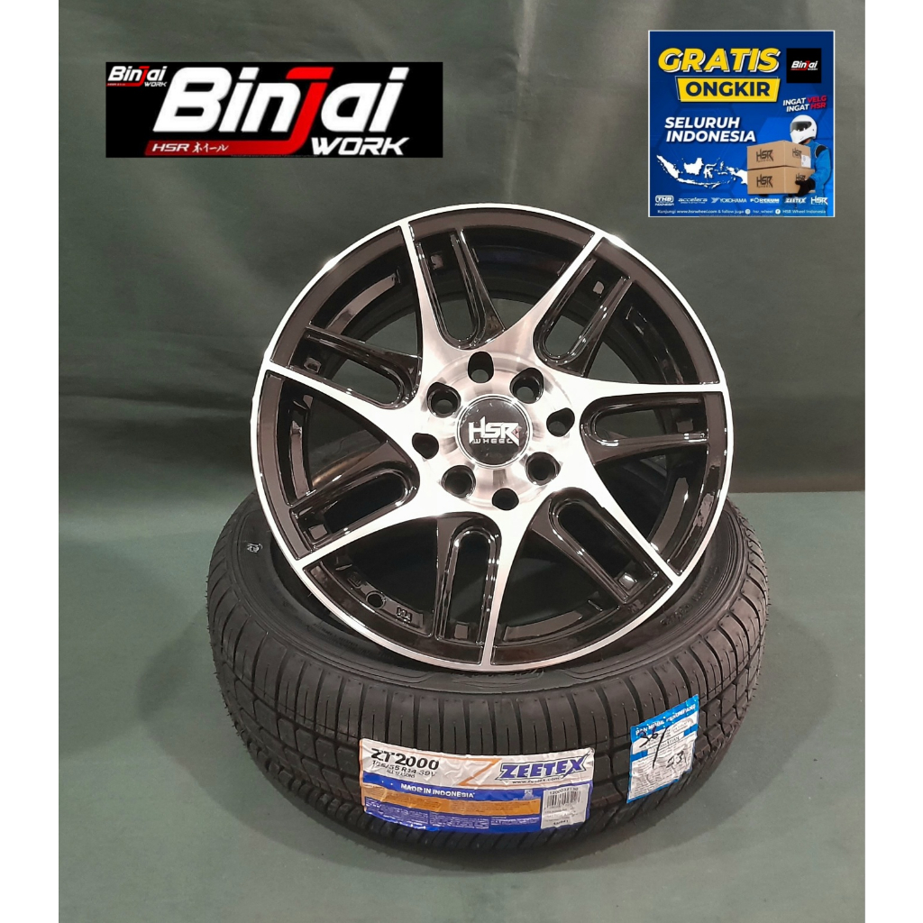 paketan pelek dan ban mobil racing hsr wheels ring 14 cocok untuk wuling air ev pnp otomotif discoun