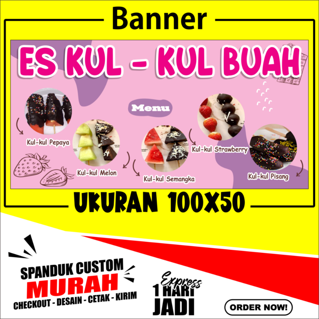 Banner ES KUL KUL, Spanduk ES KULKUL 100X50cm, COD, ES KUL KUL
