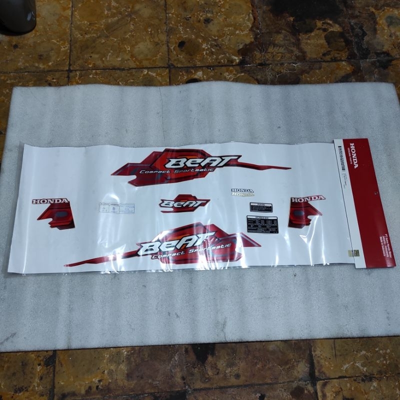 Stiker stripping striping decal graphic Honda Beat karbu karburator merah 2008 2009 ori original AHM