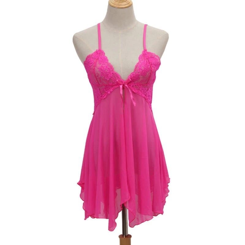 Pakaian  ligerie seksi V neck model renda serat mesh eksotis-Fanta