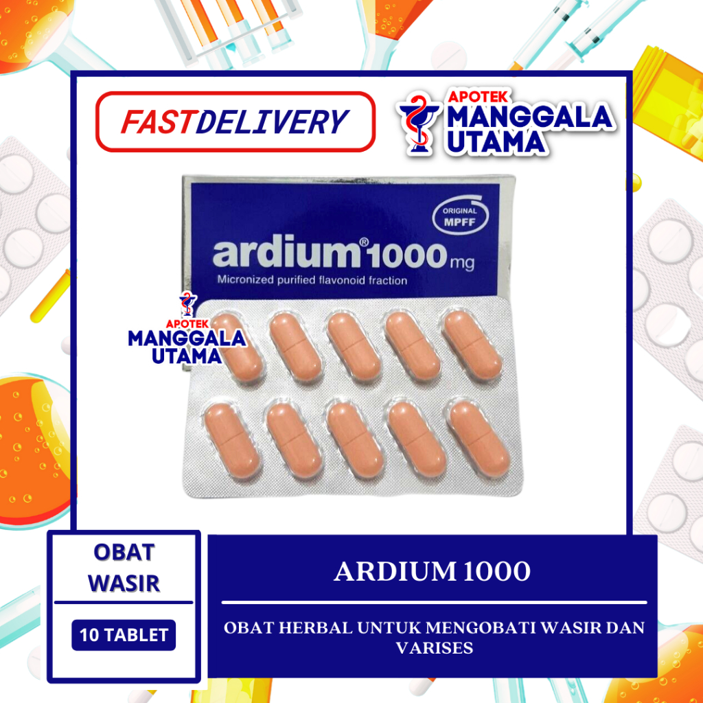 ARDIUM 1000 MG OBAT WASIR PER STRIP ISI 10 TABLET
