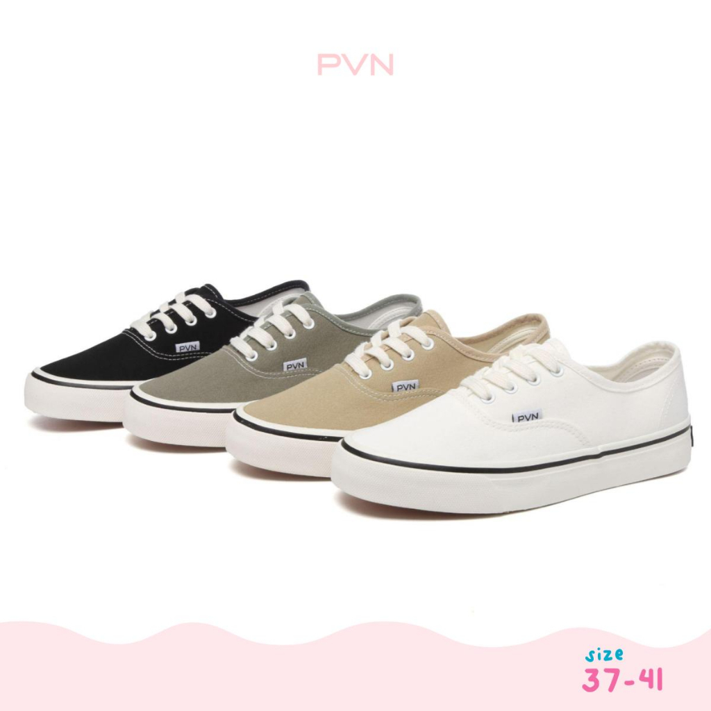 PVN Riho Sepatu Sekolah Hitam Sneakers Wanita (CREAM SIZE 39)