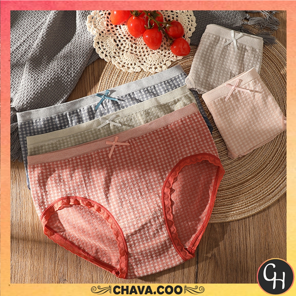 CHAVA | CD1327 Celana Dalam Wanita Underwear Cewek Polos Fashion Undies Sexy Gaya Korea Bahan Katun