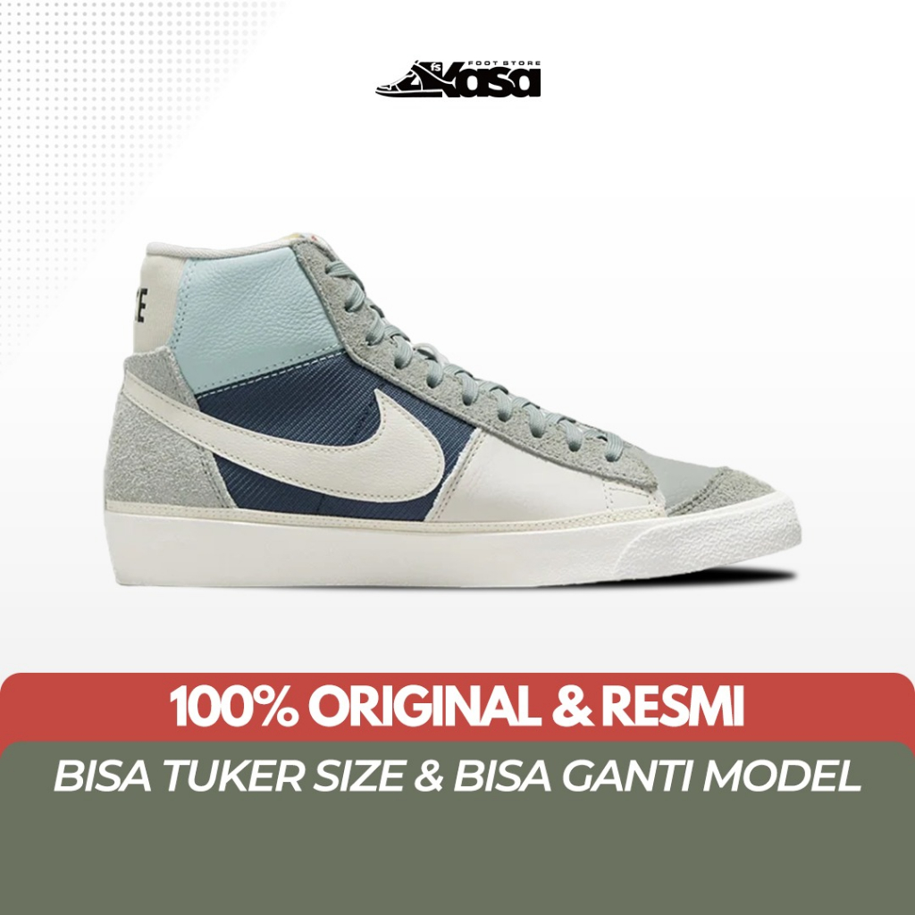 Sepatu Sneakers Pria Nike Blazer Mid Pro Club Mica Green Midnight Navy