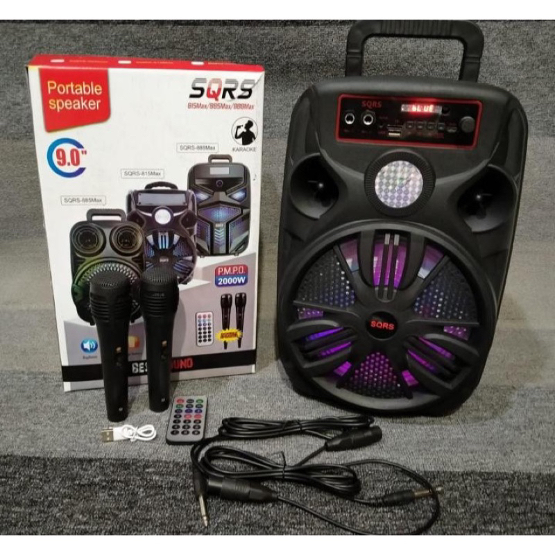 Bisa COD SPEAKER VIRAL BASSS 9 inch SQRS- 815/888/885 PLUS 2 MIC KARAOKE