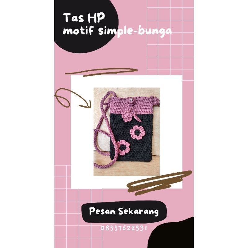 TAS HP RAJUT // CROCHET BAG // TAS HP SIMPLE BUNGA