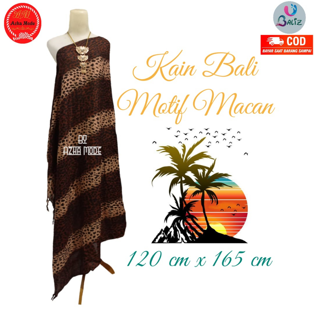 kain pantai motif macan - kain pantai bali - kain bali - sarung pantai - sarung bali - selendang pan