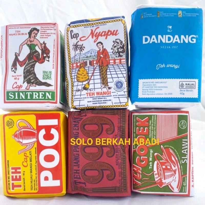 

Paket Teh Tubruk 6 Macam Kombinasi Enak Wedangan Solo TEH SINTREN NYAPU DANDANG BIRU POCI KUNING 999 GOPEK
