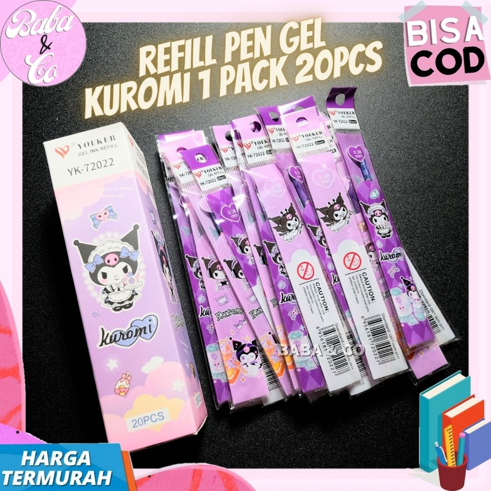 

REFILL PULPEN GEL KUROMI ISI ULANG PULPEN GEL MURAH LUCU UNIK 1 SET 20