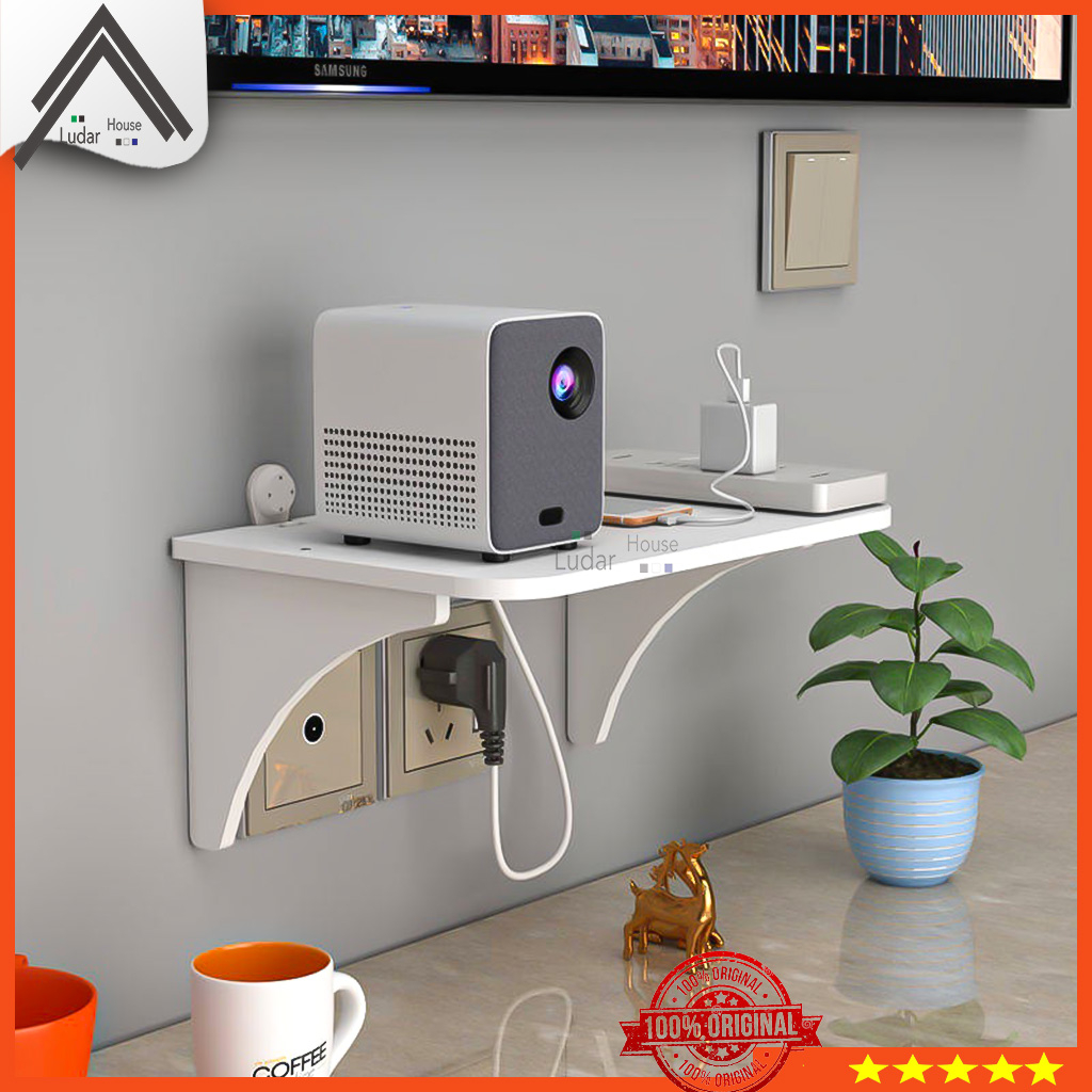 Rak Router Wifi Set Top Box Modem Gantung Vintage Rak Pajangan Dinding Tempel Rak Serbaguna