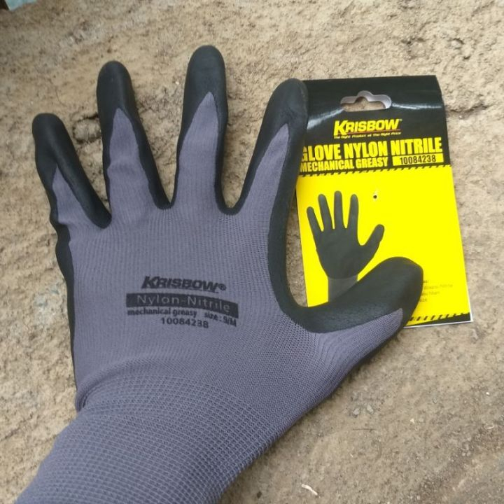 Sarung Tangan Kerja Safety KRISBOW / Gloves Nylon Nitrile