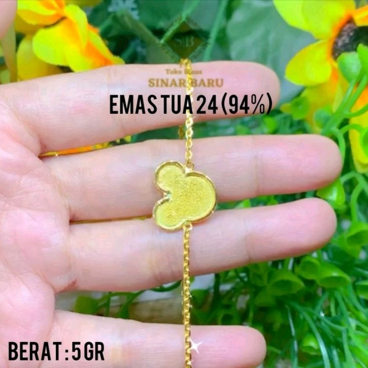 Gelang Mainan Mikey Mouse Emas Tua Asli 24 (94%)