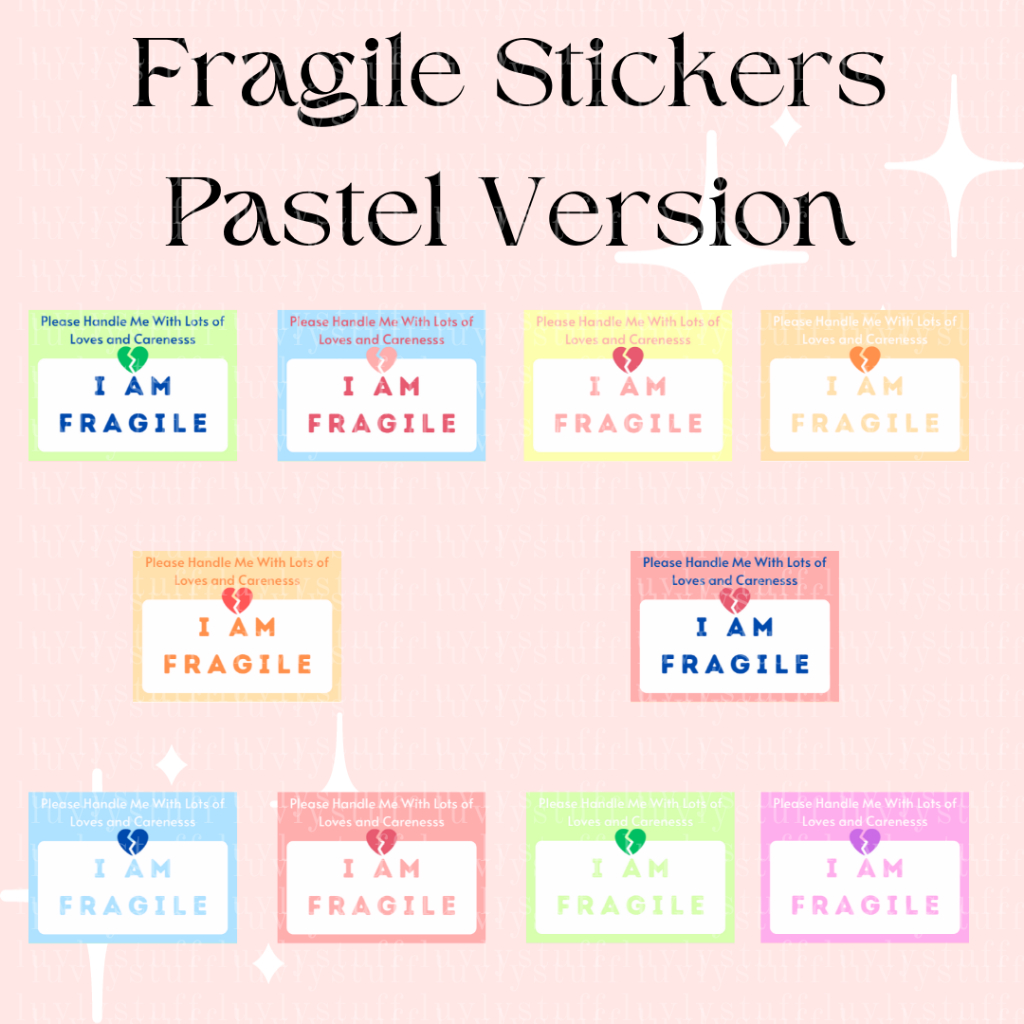 

[50 pcs] FRAGILE STICKER PASTEL COLOUR || STIKER PASTEL AESTHETIC WARNA PASTEL