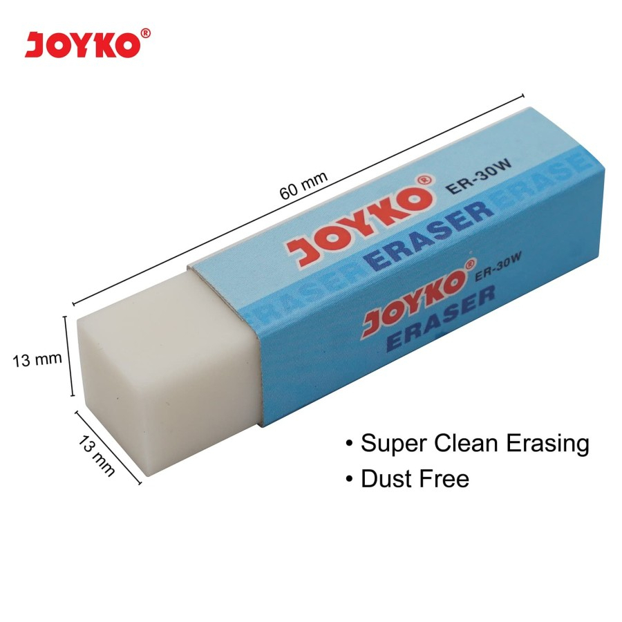 

Penghapus JOYKO Panjang ER-30 Warna Putih Setip Stip Pensil Eraser White Hapus Kertas Gambar Drawing Satuan Alat Tulis Karet Bersih Peralatan Sekolah ATK Kantor Pembersih Tulisan Garis Dust Free Clean Erasing Ori Ecer Murah Termurah Surga Art Motor Malang