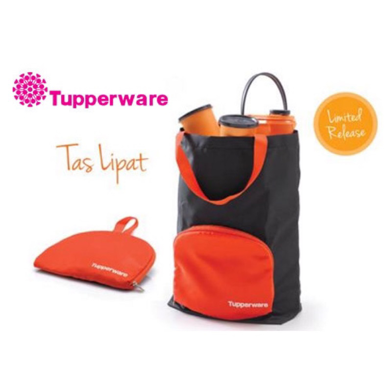 TAS LIPAT ASLI Hitam Orange Original Tas Bekal Tupperware Diskon Tas Bekal Tas Cangklong Tote Bag Ta