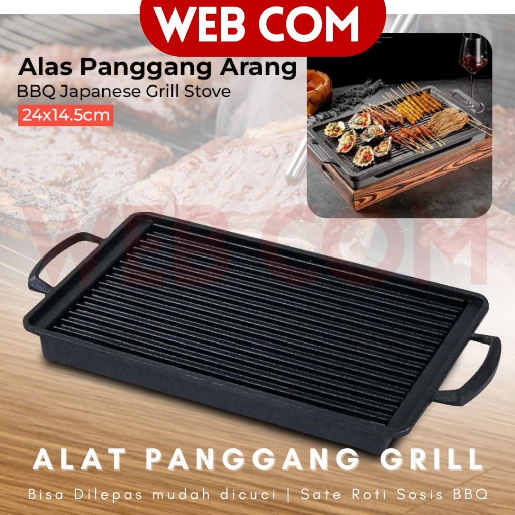 Panggangan Alat Panggang BBQ Arang Portable Wajan Panggang Roti Sosis Panggangan