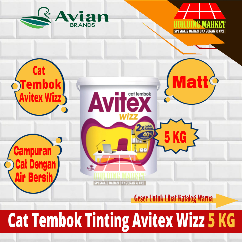 Cat Tembok Interior Avitex Wizz 5 KG Cat Tembok Dalam Avian Brands