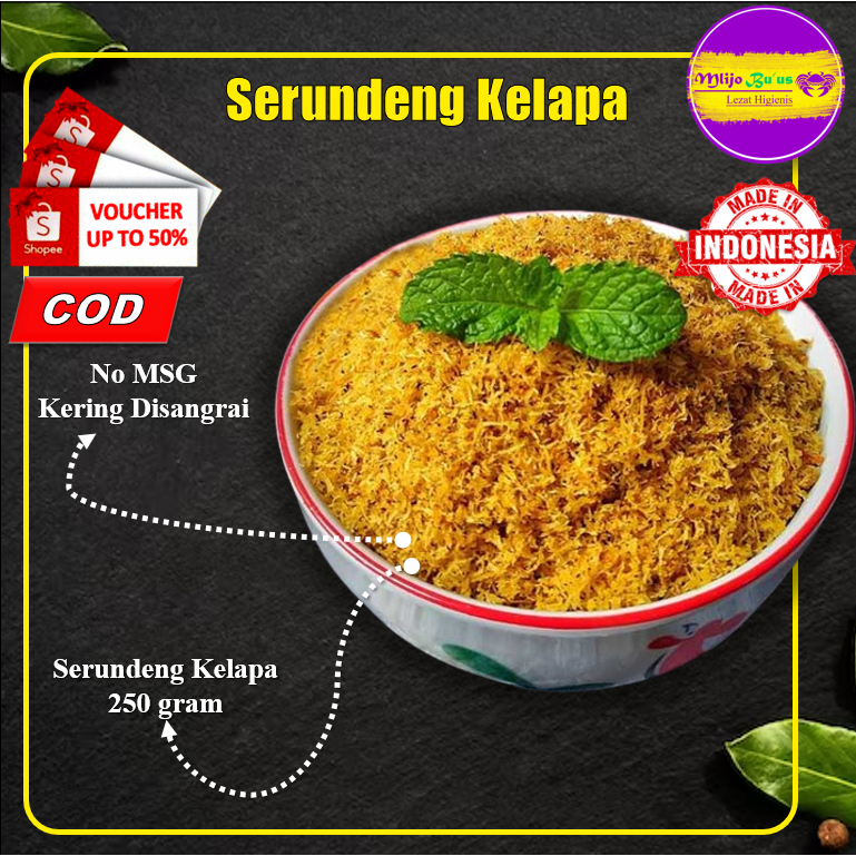 

srundeng kelapa coconut parut serundeng kelapa bumbu merah / bumbu kuning 100 gr