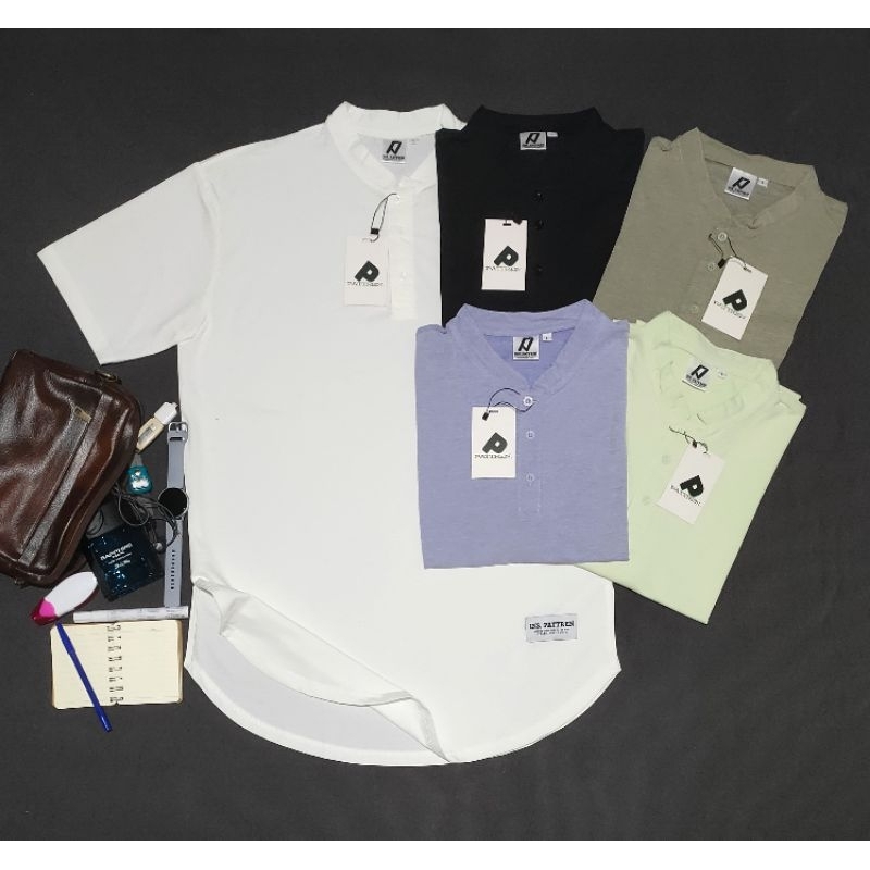 InsPattren | Kaos Kurta Katun Dewasa | Baju Koko Pria | Kerah Shanghai Modern