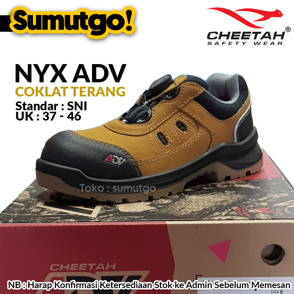 Sepatu Safety Sporty Keren Cheetah Jubatus ADV NYX 6012K Coklat Terang / Sepatu Proyek Modis 6012 K 