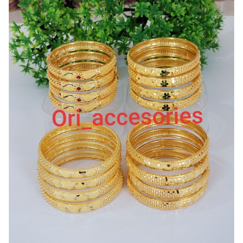 gelang keroncong dubai lapis emas isi4pcs