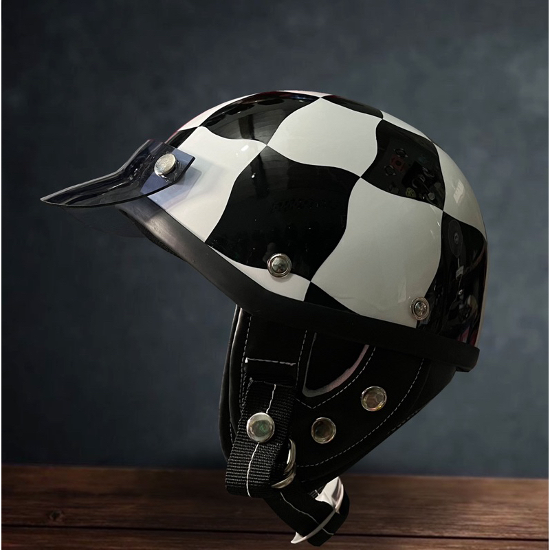 Shorty Japan Junkie Checkered - Helm chip,helm bespa,helm chopper