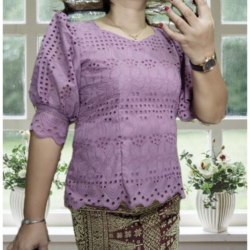 ATASAN BLUS KATUN BOLONG IMPORT TERBARU LENGAN BALON