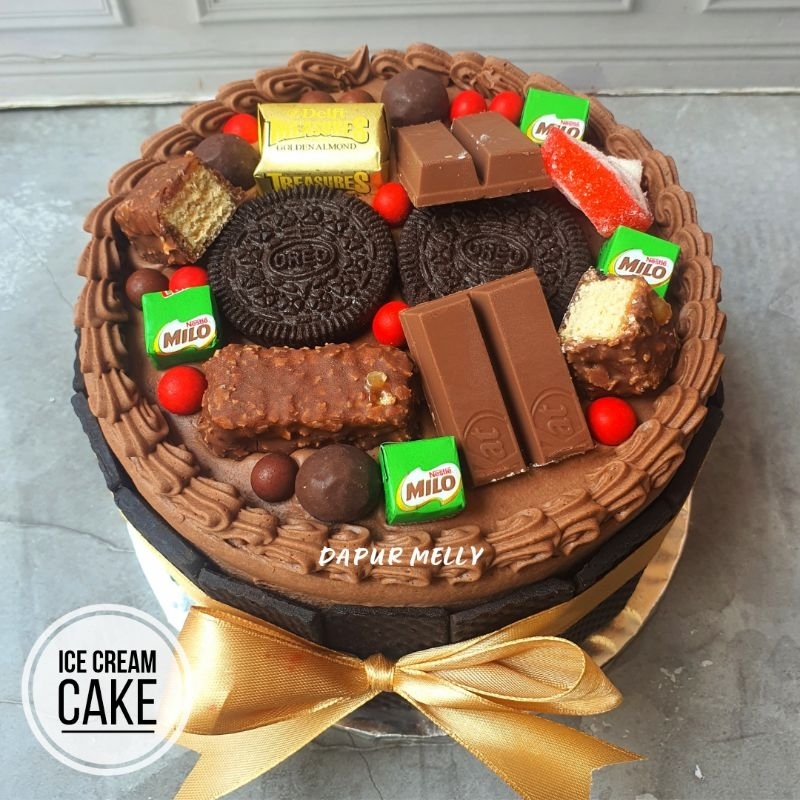 

ice cream cake full topping coklat cetak