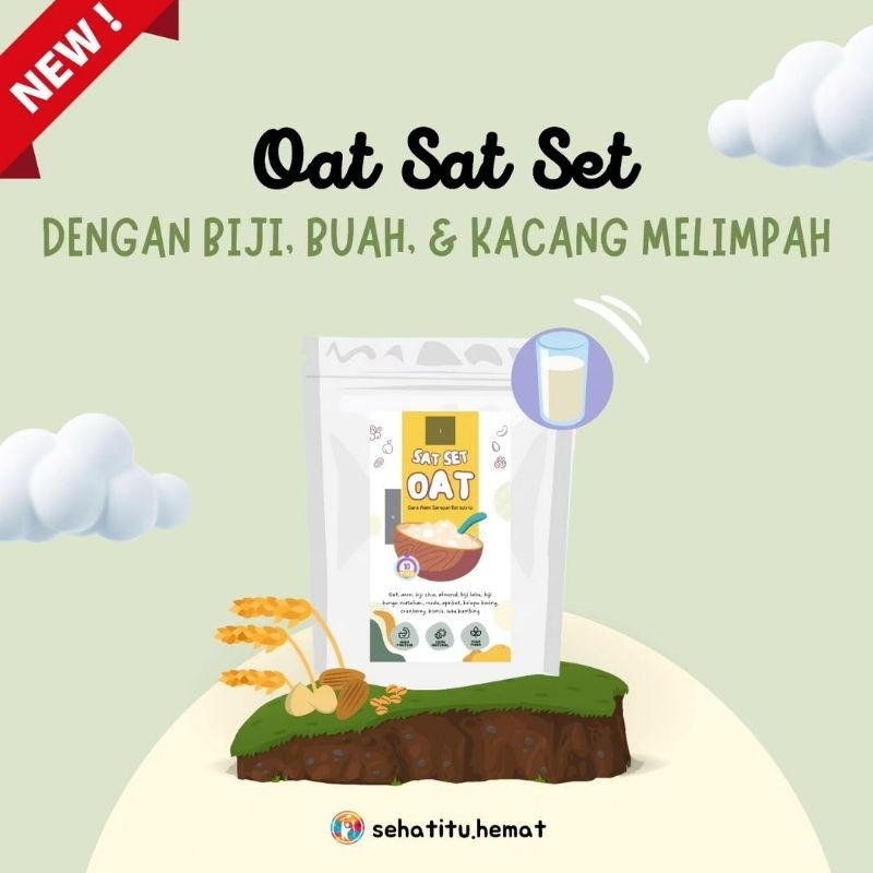 

OAT SAT SET 105gr Dengan Biji Bijian, Buah, dan Kacang Kaya Protein