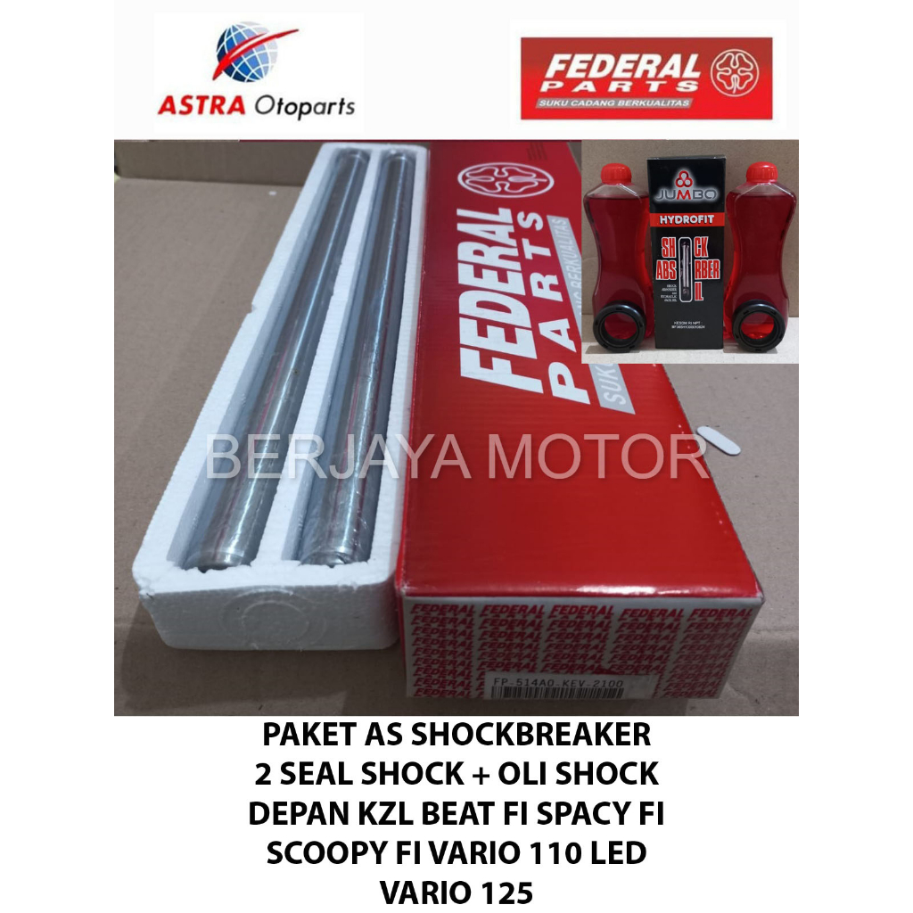 PAKET AS SHOCK DEPAN BEAT FI KZL SPACY FI SCOOPY FI VARIO 125 + 2 SEAL SHOCK OLI SHOCK FEDERAL PART 
