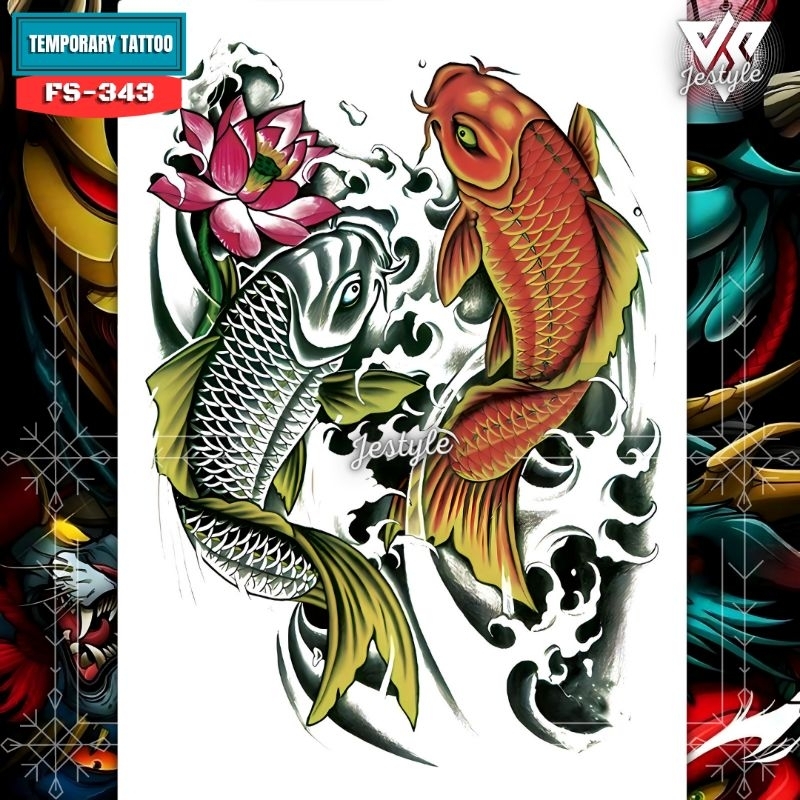 [FS-343] Tato Temporer Temporary Tattoo ikan koi